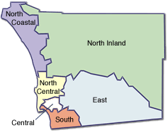 Map of Health and Human Services Agency's administrative regions