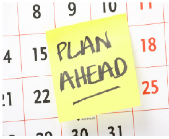 CCS Transition Planning pic Image of a calendar with a sticky note that Reads, "Plan Ahead"